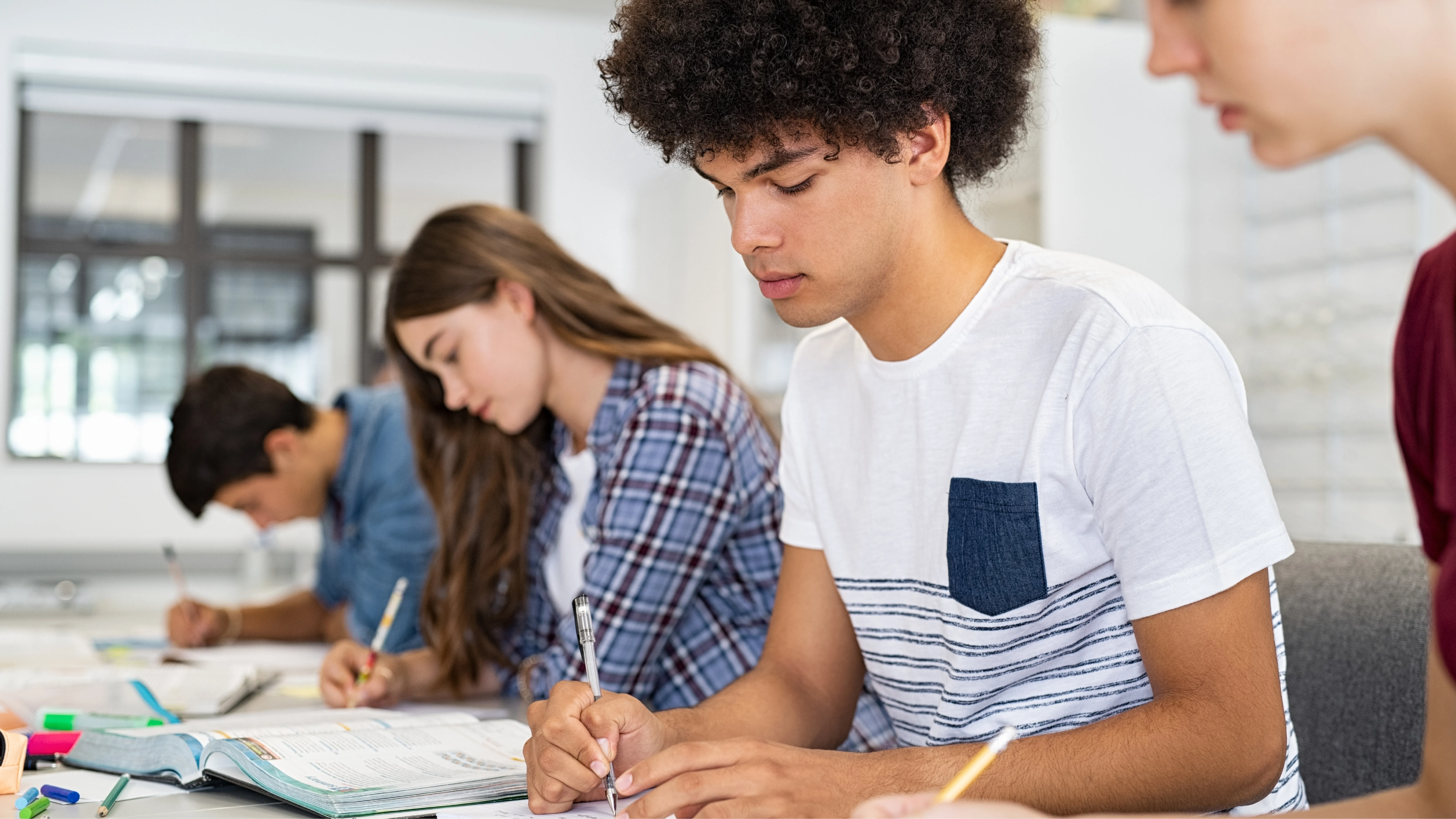 Students learning from textbooks