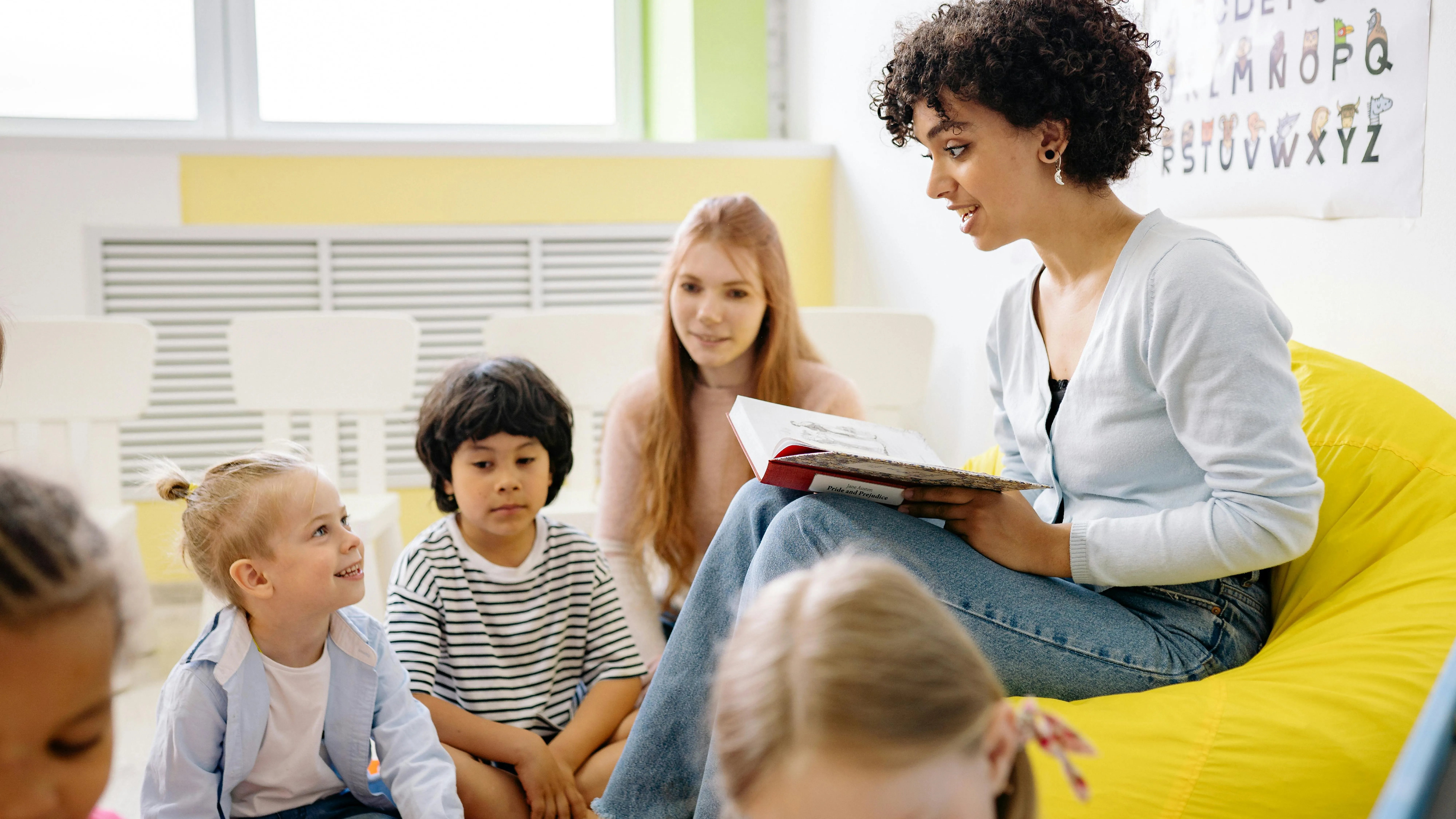 Teacher reading to students